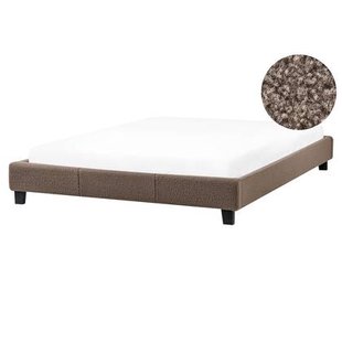Beliani - ROANNE - Tweepersoonsbed - Taupe - 160 x 200 cm - Bouclé