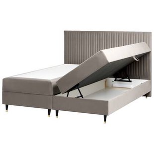 Beliani - DAME - Boxspringbed - Taupe - 180 x 200 cm - Fluweel