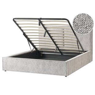 Beliani-MOISSAC-Bed met opbergruimte-Zwart|Wit-160 x 200 cm-Gebreid