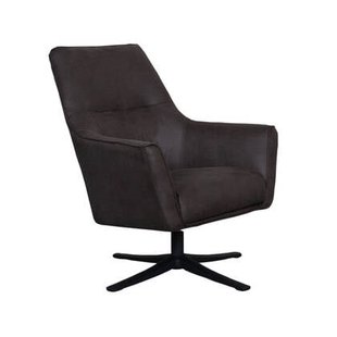 LABEL51 - Draaifauteuil Tod - Antraciet Micro Suede - Zwart Metaal