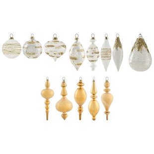 Beliani - ICICLE - Set van 25 kerstballen - Transparant|Goud - Glas