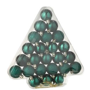 J-Line kerstbal - kunststof - groen - doos van 24