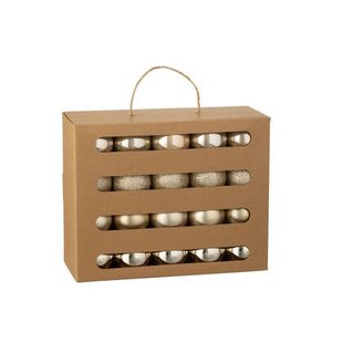 J-Line kerstbal - kunststof - champagne - doos van 40