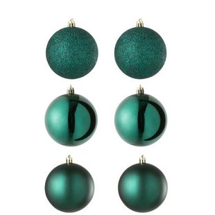 J-Line kerstbal - kunststof - groen - doos van 6