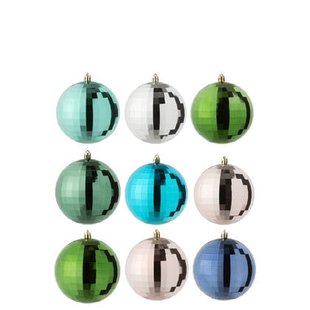 J-Line kerstbal Disco - kunststof - mix - doos van 9