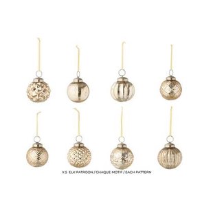 J-Line kerstbal 8 Patronen - glas - goud - doos van 40