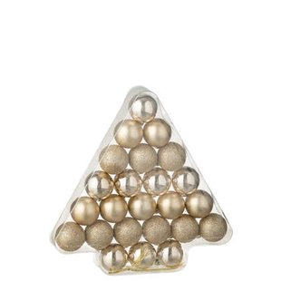 J-Line kerstbal - kunststof - champagne - doos van 24