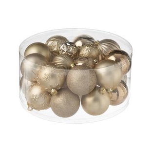 J-Line kerstbal - kunststof - beige|ecru - doos van 30