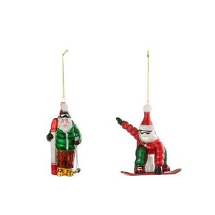 J-Line hanger kerstboom Ski|snowboard - glas - groen - rood|