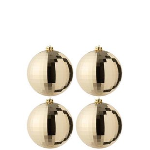 J-Line kerstbal Disco - kunststof - goud - doos van 4