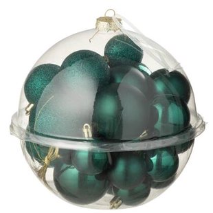 J-Line kerstbal - kunststof - groen - doos van 24