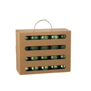 J-Line kerstbal - kunststof - smaragdgroen - doos van 40