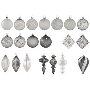 Beliani - FROSTFALL - Set van 35 kerstballen - Grijs - Glas