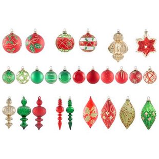 Beliani - TWINKLE - Set van 70 kerstballen - Rood|Groen - Glas
