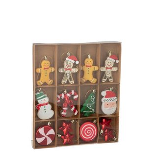 J-Line hanger Kerstmis - kunststof - mix - doos van 13