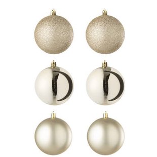 J-Line kerstbal - kunststof - beige - doos van 6