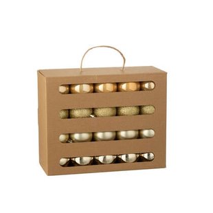 J-Line kerstbal - kunststof - goud - doos van 40