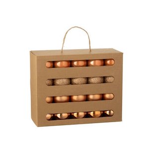 J-Line kerstbal - kunststof - oranje - doos van 40