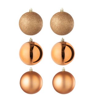 J-Line kerstbal - kunststof - oranje - doos van 6