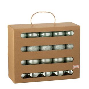 J-Line kerstbal - kunststof - muntgroen - doos van 40