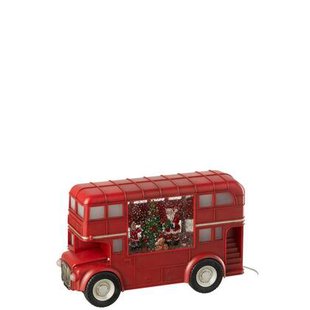 J-Line decoratie Bus + Muziek Kerstman - kunststof - mix - L