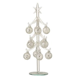J-Line Kerstboom met ballen Sterretjes - glas - zilver - medium