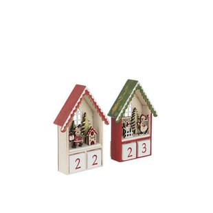 J-Line decoratie Huis Adventskalender - multiplex - rood|don