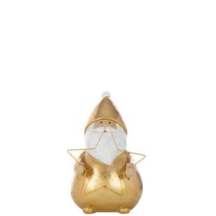 J-Line figuur Kerstman Bril - polyresin - goud - large