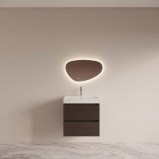 Badmeubelset BWS Riga met Lako Wastafel Wit 60 cm Bruin Eiken