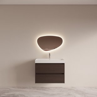 Badmeubelset BWS Riga met Lako Wastafel Wit 80 cm Bruin Eiken