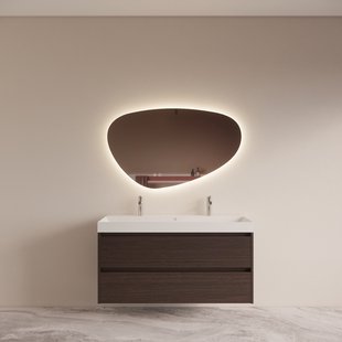 Badmeubelset BWS Riga met Lako Wastafel Wit 120 cm Bruin Eiken