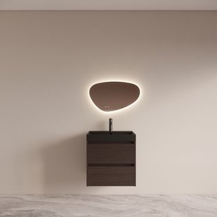 Badmeubelset BWS Riga met Lako Wastafel Zwart 60 cm Bruin Eiken