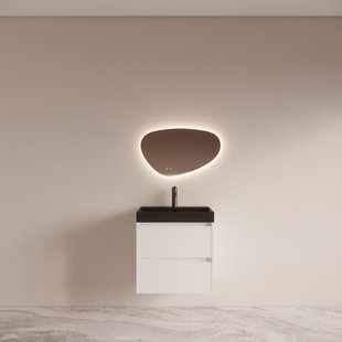 Badmeubelset BWS Riga met Lako Wastafel Zwart 60 Mat Wit