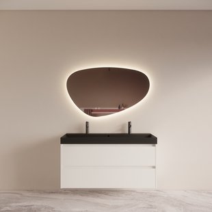 Badmeubelset BWS Riga met Lako Wastafel Zwart 120 Mat Wit