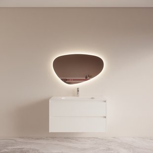 Badmeubelset BWS Riga met Asia Wastafel Wit 100 cm Mat Wit