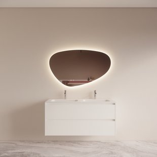 Badmeubelset BWS Riga met Asia Wastafel Wit 120 cm Mat Wit