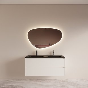 Badmeubelset BWS Riga met Asia Wastafel Zwart 120 cm Mat Wit