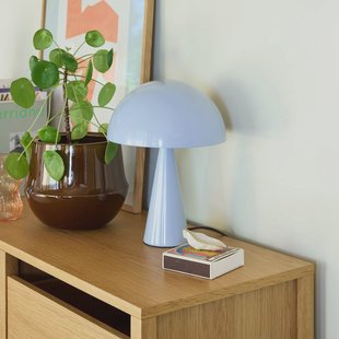 HÜBSCH tafellamp Mush Mini, ijsblauw, metaal, hoogte 25 cm