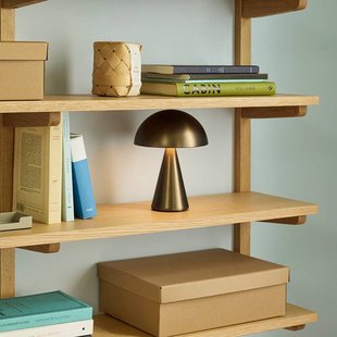 HÜBSCH LED tafellamp Mush, gebronsd messing, hoogte 20 cm