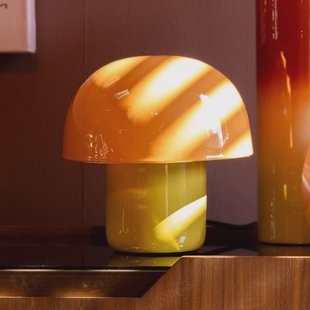 KARE tafellamp Mushroom, oranje, metaal, 20 cm, E14