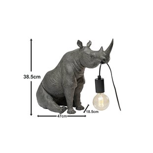 KARE tafellamp Sitting Rhino, grijs, 39 cm hoog, E27