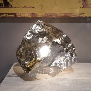 KARE tafellamp Aura, rookkleurig, glas, Ø 30 cm, E27