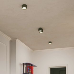 SOLLUX LIGHTING Plafondlamp RIBLA, olijfgroen, Ø 10 cm, metaal, GX53