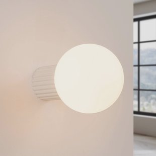 SOLLUX LIGHTING wandlamp ORBI, beige, glas/metaal, Ø 12 cm, IP44, G9
