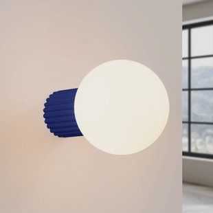 SOLLUX LIGHTING Wandlamp ORBI, ultramarijnblauw, glas/metaal, Ø 12 cm, IP44, G9