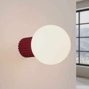 SOLLUX LIGHTING wandlamp ORBI, donkerrood, glas/metaal, Ø 12 cm, IP44, G9
