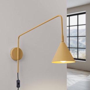 SOLLUX LIGHTING wandlamp LYS, goudkleurig, Ø 14 cm, metaal, stekker, E14
