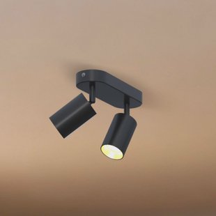 Calex GU10-plafondspot, zwart, lengte 21 cm, 2-lamps, metaal