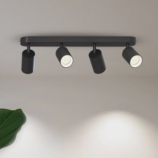 Calex GU10-plafondspot, zwart, lengte 49 cm, 4-lamps, metaal