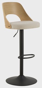 Bendt Draaibare Barkruk 'Vila' kleur Beige/Naturel (zithoogte 62-84cm)